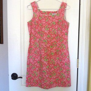 Lilly Pulitzer shift sun dress 4 cotton pink palm tree island white label